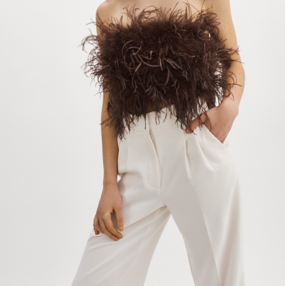 LAMARQUE Strapless Zaina Ostrich Feather Top - Picture 3 of 7